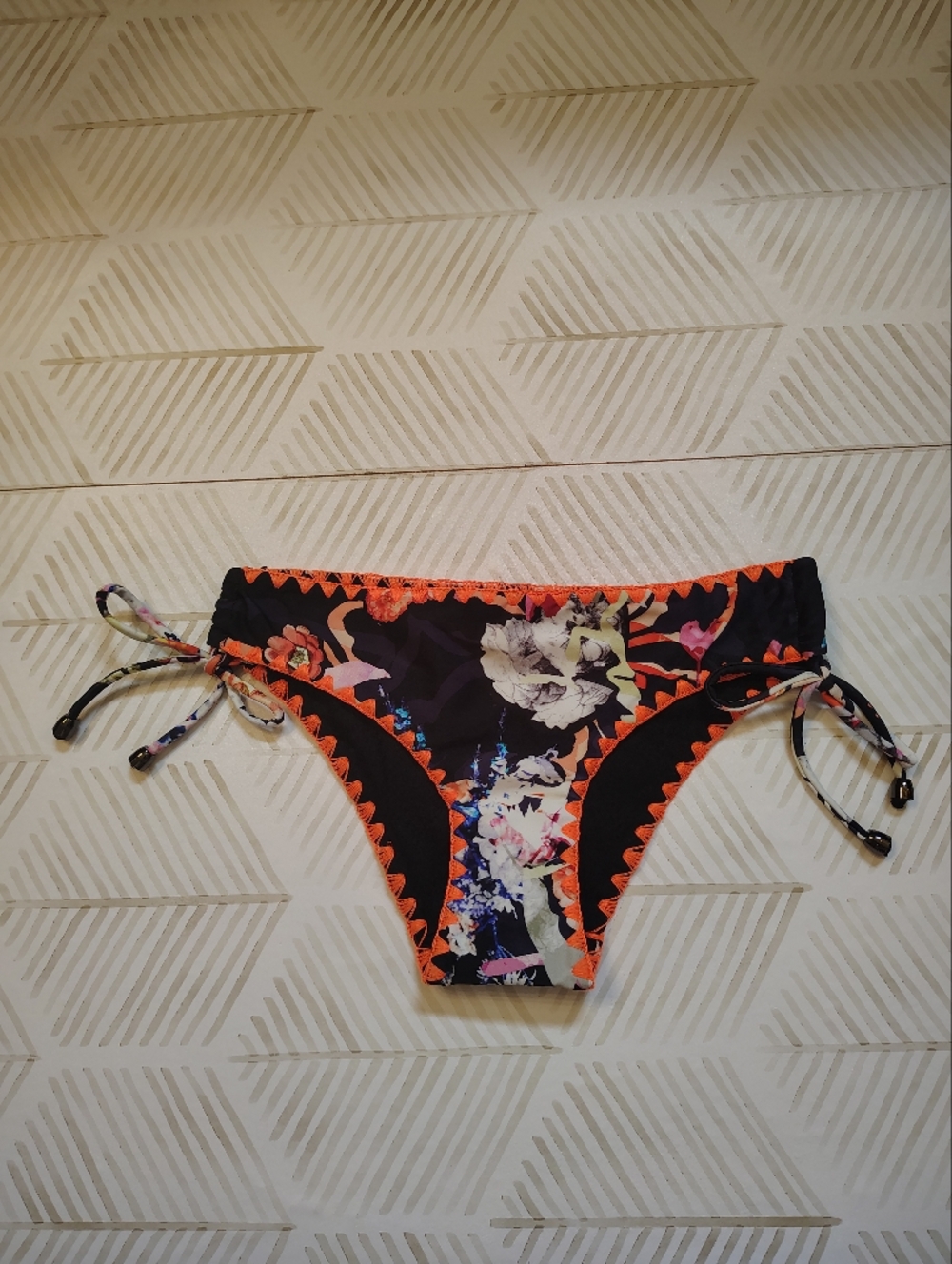RACHEL Rachel Roy Black Bikini Bottom with Orange Trim Nwt‎ Xs